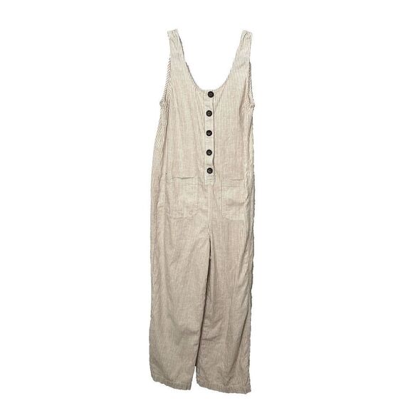 Marine Layer size S Hemp Tencel Blend Romper Pants Tan White Striped Womens - Picture 1 of 13
